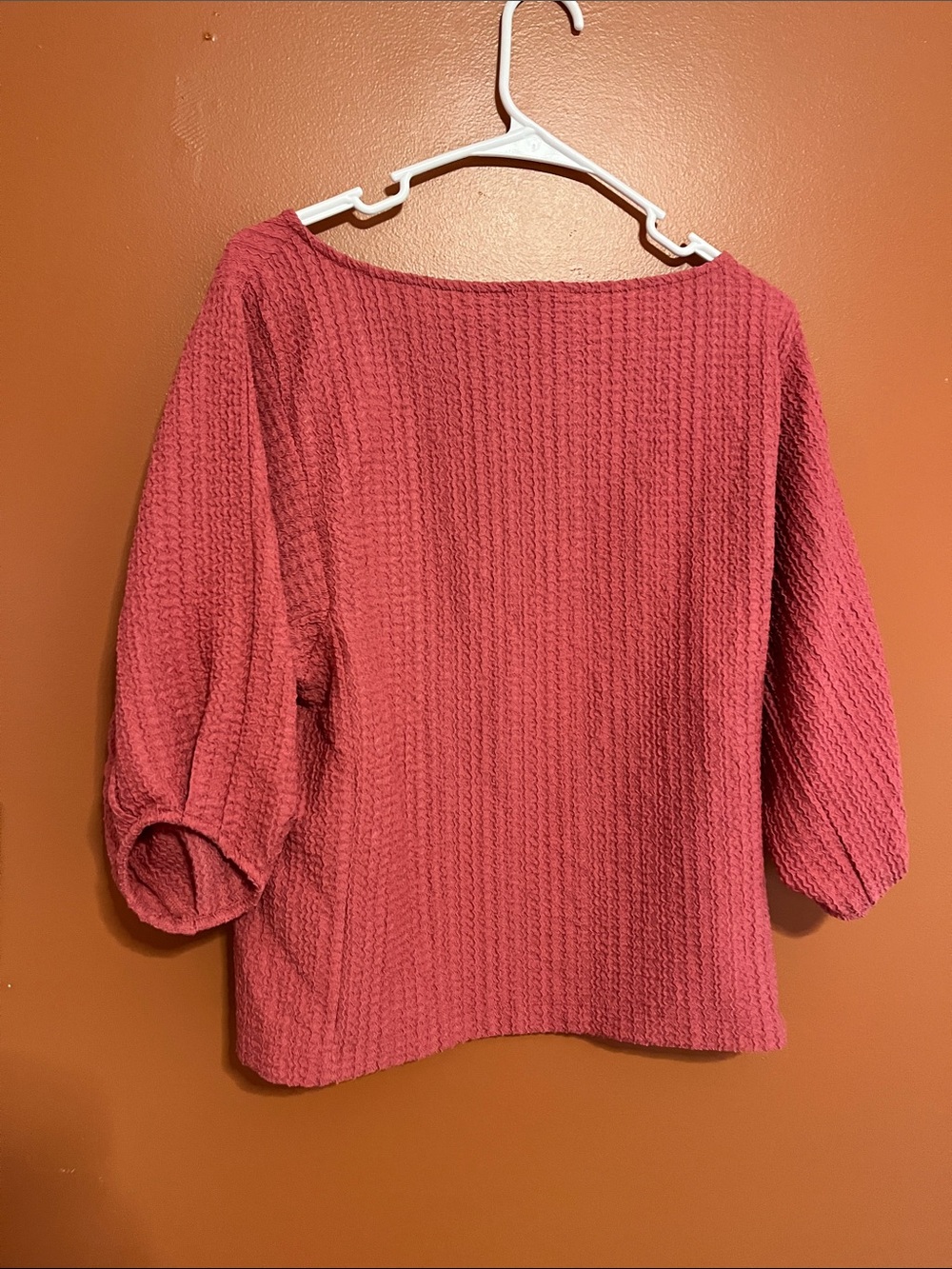 LOFT Puff-Sleeve Boatneck Blouse in Dusty Rose - Picture 4 of 4